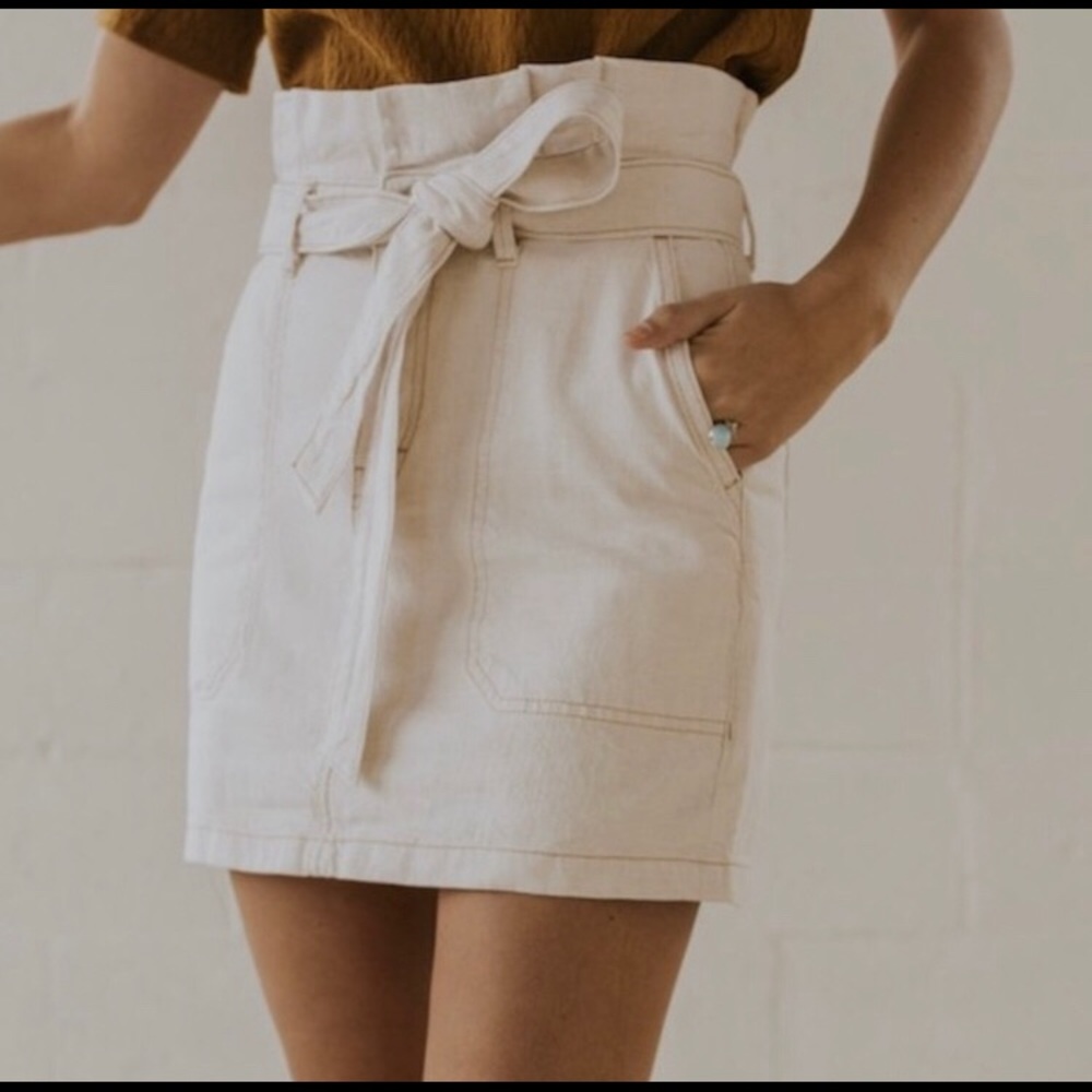 Free People Oatmeal Cinch Waist Mini Skirt